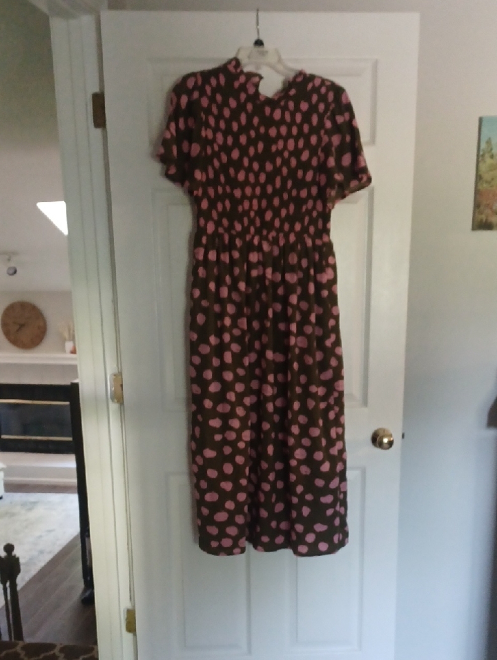 Roolee Olive and Pink Polka Smocked Dress